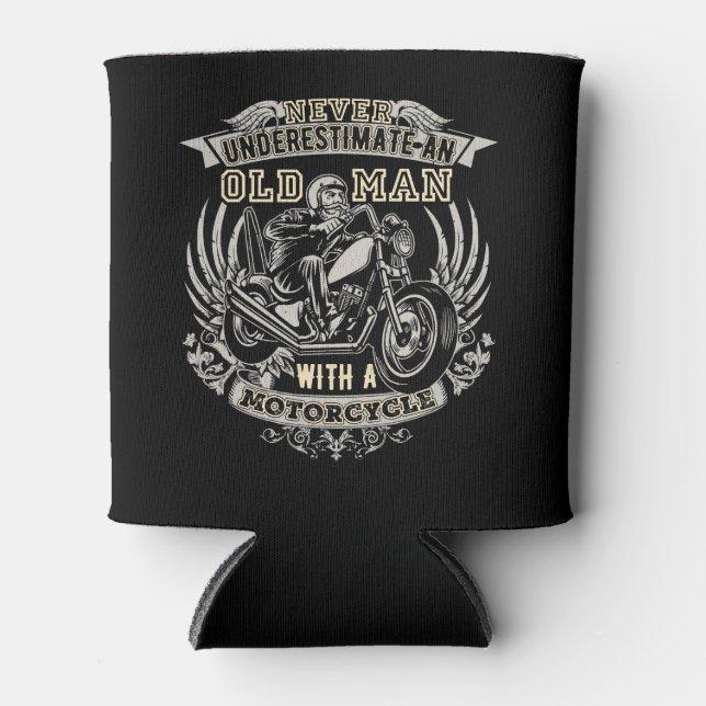 Rafraîchisseur Pour Canette Ne Sous-Estimez Jamais Un Vieux Homme Avec Une Mot (Devant)