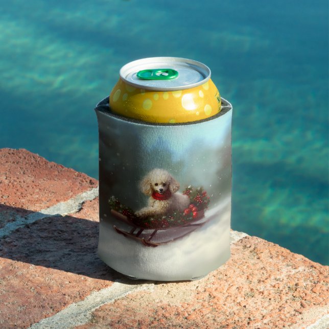 Rafraîchisseur Pour Canette Neige de Noël caniche hiver (Piscine in situ)