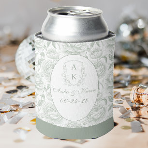 Rafraîchisseur Pour Canette Noces de Monogramme aux Pivoines en Chinoiserie Ve
