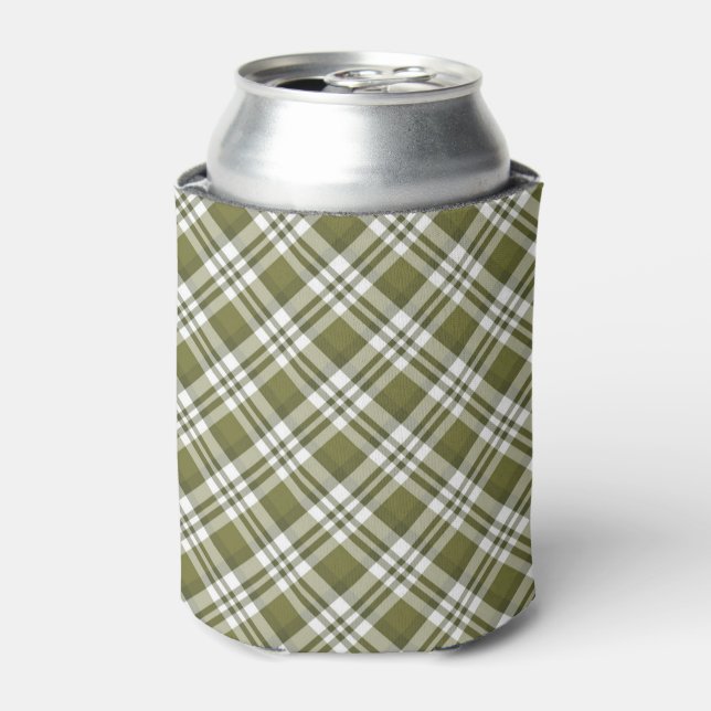RAFRAÎCHISSEUR  POUR CANETTE NOËL BLANC VERT MOTIF PLAID (Can devant)