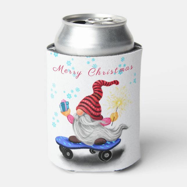 Rafraîchisseur Pour Canette Noël Can Cooler Skater Gnome avec cadeaux (Can devant)