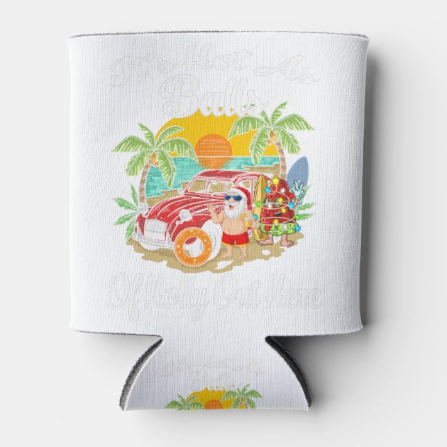 Rafraîchisseur Pour Canette Noël Drôle En Juillet Hot As Balls Père Noël Été (Devant)