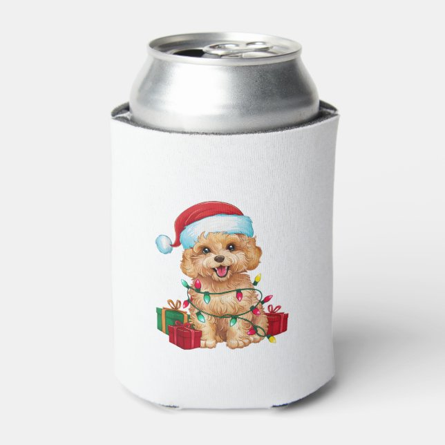 Rafraîchisseur Pour Canette Noël Éclairage Santa Chapeau Maltipoo Chien Noël (Can devant)