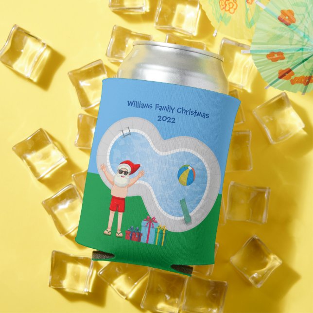 Rafraîchisseur Pour Canette Noël ensoleillé Santa Claus mignonne Custom Pool P (Été in situ)