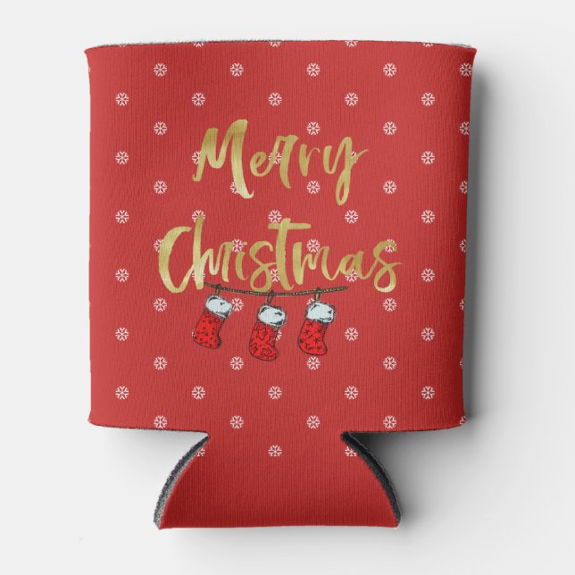 Rafraîchisseur Pour Canette Noël Fête de neige Fun Red (Devant)