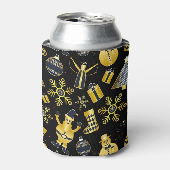 Rafraîchisseur Pour Canette Noël Gold Père Noël Snowman Stocker Motif (Can devant)