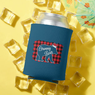 Rafraîchisseur Pour Canette Noël Grammy Ours Noël Rouge Plaid Buffle