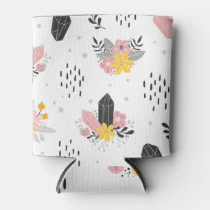 Rafraîchisseur Pour Canette Noir, cristaux roses, sans couture florale.