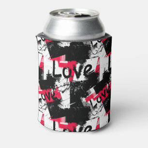 Rafraîchisseur Pour Canette Noir et blanc avec motif d'amour à points rouges