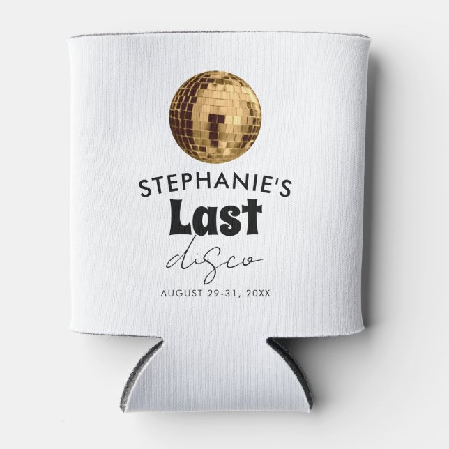 Rafraîchisseur Pour Canette Noir et Blanc avec Or Dernière Disco d'Enterrement (Devant)