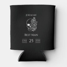 Noir et blanc Groomsmen Mariage Can Cooler