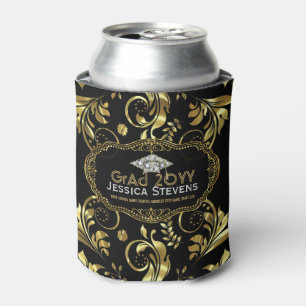 Rafraîchisseur Pour Canette Noir & Faux Casquette de la graduation en or 2b
