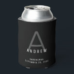 Rafraîchisseur Pour Canette Noir moderne Groomsmen Nom<br><div class="desc">Monogramme subtil moderne nom initial et personnalisé un néoprène bière peut dans le porte isolateur une police sans-serif classique minimaliste et professionnelle pour un look simple et intemporel masculin tout type ou minimaliste apprécierait.</div>