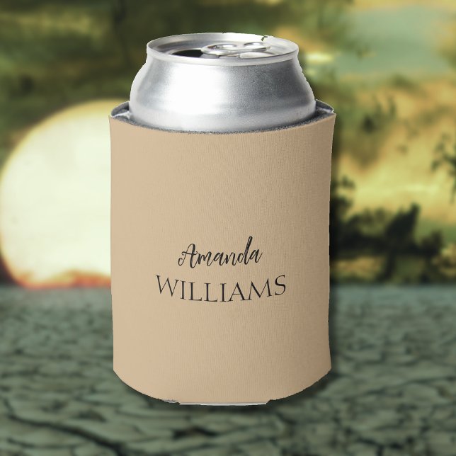 Rafraîchisseur Pour Canette Noir tendance Elegant Prénom | Tan Brown (Créateur téléchargé)