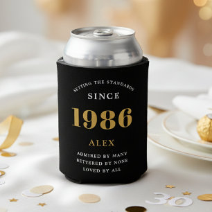 Rafraîchisseur Pour Canette Nom 40e anniversaire 1986 Noir Or Élégant Chic