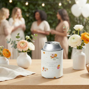 Rafraîchisseur Pour Canette Nom de Baby Shower Floral Cottagecore Bohème Orang
