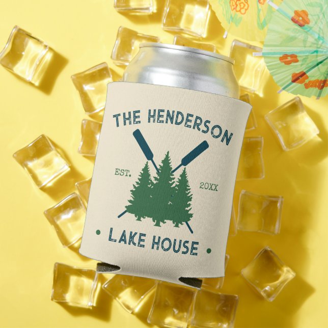Rafraîchisseur Pour Canette Nom de famille Cabine Lake House Oars Pine Trees (Été in situ)