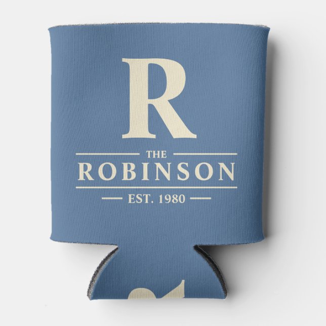 Rafraîchisseur Pour Canette Nom de famille & initiale Capri Bleu (Devant)