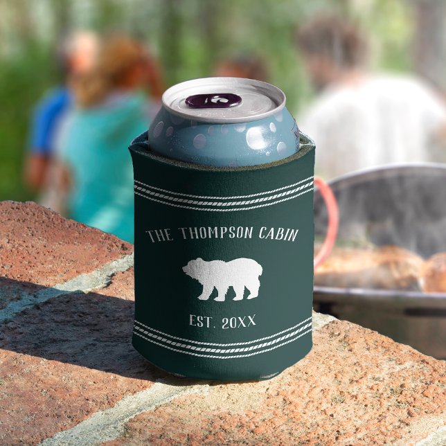 Rafraîchisseur Pour Canette Nom de famille personnalisé de l'ours rustique (Créateur téléchargé)