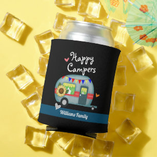 Rafraîchisseur Pour Canette Nom de famille personnalisé Happy Campers