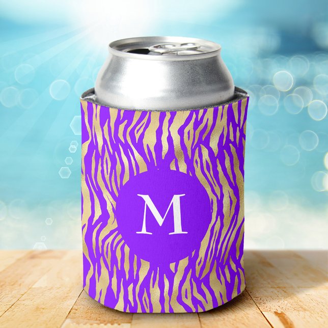 Rafraîchisseur Pour Canette Nom de monogramme chic glamour impression animale  (Créateur téléchargé)