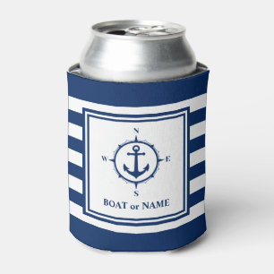 Rafraîchisseur Pour Canette Nom du bateau Ancre marine Bande bleue de la marin