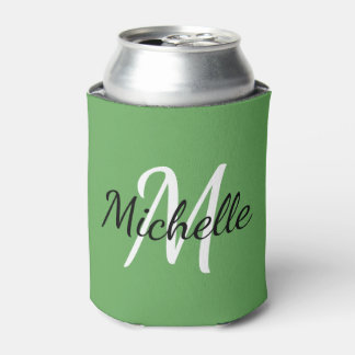 Rafraîchisseur Pour Canette Nom du monogramme vert moderne mignon + Modèle ini