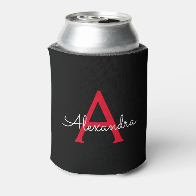 Rafraîchisseur Pour Canette Nom en monogramme féminin écriture Red Black (Can Dos)