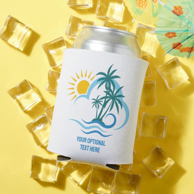 Rafraîchisseur Pour Canette Nom et texte personnalisés Îles tropicales (Été in situ)