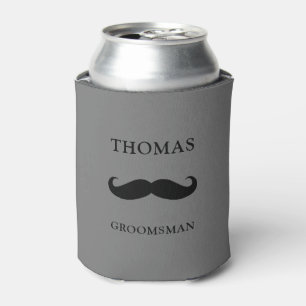 Rafraîchisseur Pour Canette nom gris personnalisé mustache Groomsman