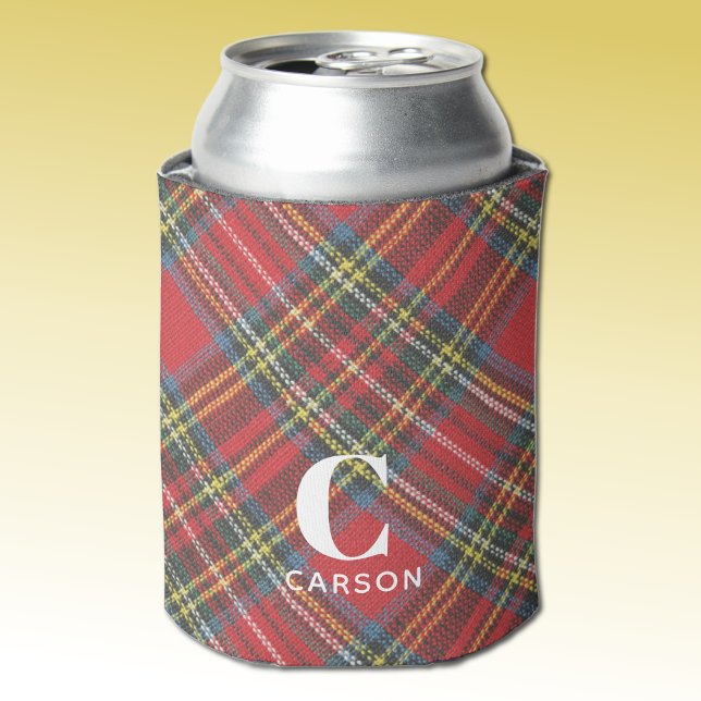 Rafraîchisseur Pour Canette Nom initial, Stewart Tartan Plaid 12oz (Créateur téléchargé)