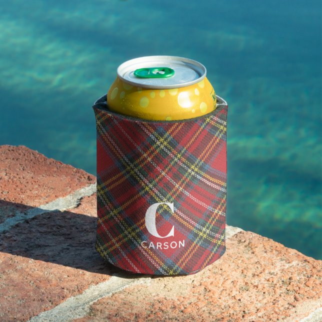 Rafraîchisseur Pour Canette Nom initial, Stewart Tartan Plaid 12oz (Piscine in situ)