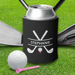 Rafraîchisseur Pour Canette Nom personnalisé Black White Pink Golf