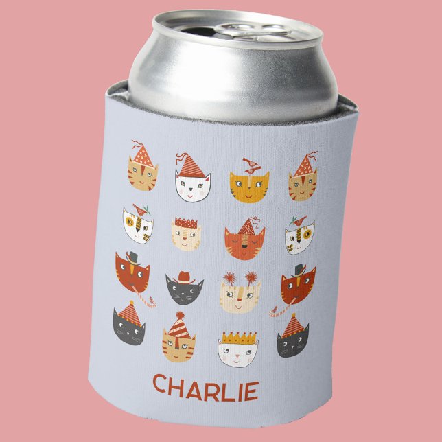 Rafraîchisseur Pour Canette Nom personnalisé du chat de la partie jolie (Fun party kitty cats personalized custom name can cooler)