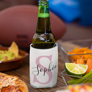 Rafraîchisseur Pour Canette Nom personnalisé moderne Monogramme rose