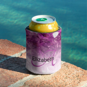Rafraîchisseur Pour Canette Nom Personnalisé Monogramme Purple Ombre Crystals
