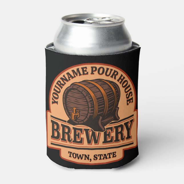 Rafraîchisseur Pour Canette NOM PERSONNALISÉ Old Oak Barrel Beer Keg Brasserie (Can devant)