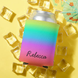 Rafraîchisseur Pour Canette Nom personnalisé Pastel Rainbow Pride