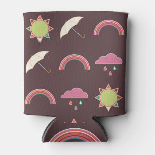 Rafraîchisseur Pour Canette Nuages, pluie, soleil, motif parapluie.