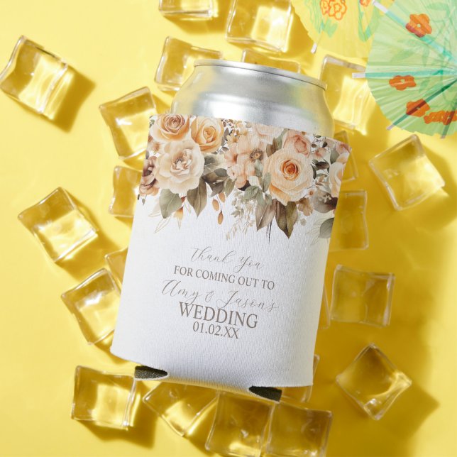 Rafraîchisseur Pour Canette Nuetral Beige Floral Mariage botanique Brown (Été in situ)