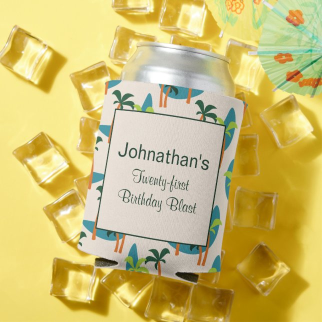 Rafraîchisseur Pour Canette Oasis moderne de palmiers du milieu du siècle (Été in situ)