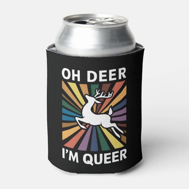 Rafraîchisseur Pour Canette Oh Deer Je suis Queer Rainbow LGBT Pride Gay Lesbi (Can devant)
