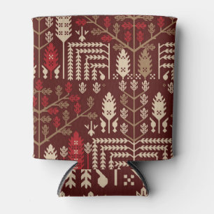 Rafraîchisseur Pour Canette Oiseaux Fleurs Motif bleu foncé