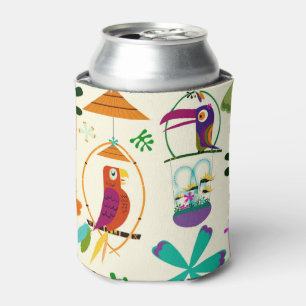 Rafraîchisseur Pour Canette Oiseaux Tiki Moderne Vintage Rétro Tropical Luau