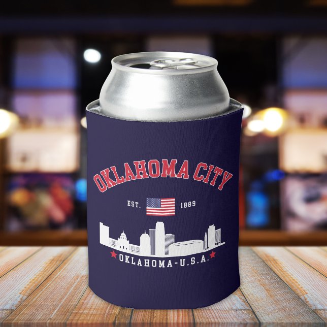 Rafraîchisseur Pour Canette Oklahoma City Skyline Patriotic Can Cooler (Créateur téléchargé)
