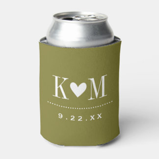 Rafraîchisseur Pour Canette Olive Green Moderne Mariage Monogramme