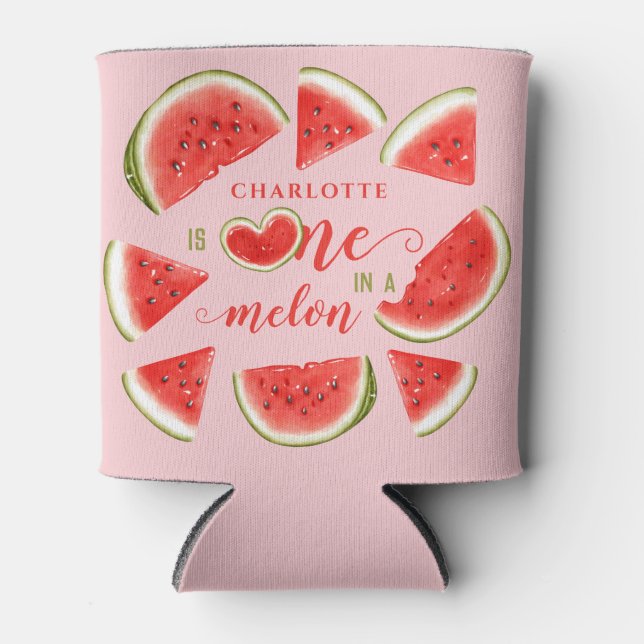 Rafraîchisseur Pour Canette One In A Melon Cute Watermelon rose 1er anniversai (Devant)