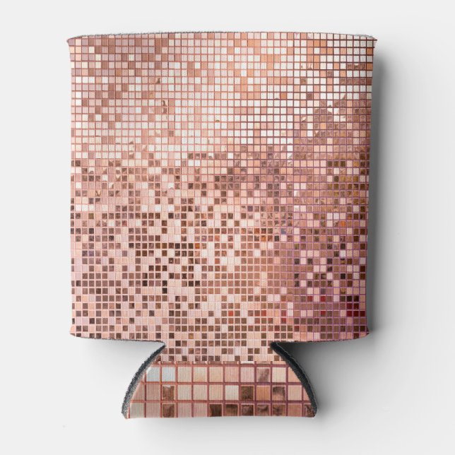 Rafraîchisseur Pour Canette or rose : carreaux de mosaïque carré. (Devant)