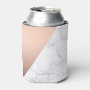Rafraîchisseur Pour Canette Or rose de marbre blanc géométrique élégant de