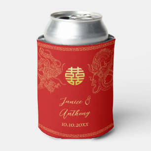 Rafraîchisseur Pour Canette Or rouge dragon et phénix de mariage chinois